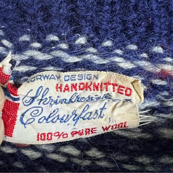 Vintage 60s Norway Fair Isle Wool Cardigan Sweater Small - Picture 4 of 10